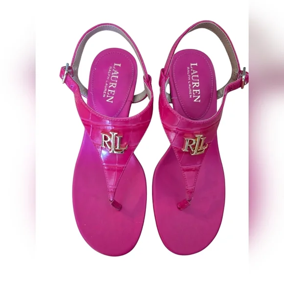 Lauren Ralph Lauren Women’s WESTCOTT II Thong Sandal Ankle Strap Pink NEW Sz 5.5 - Picture 2 of 9